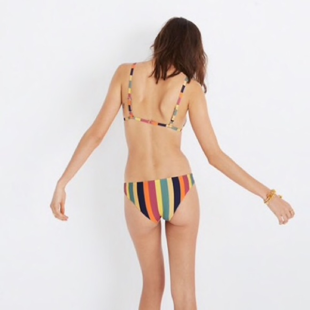 Madewell Jett Bikini Bottom in Rainbow Stripe